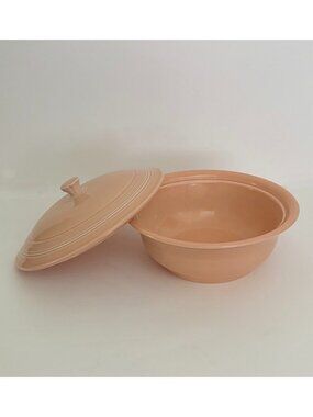 Vintage FIESTA Apricot Covered Lidded Casserole Homer Laughlin Ceramic Made USA